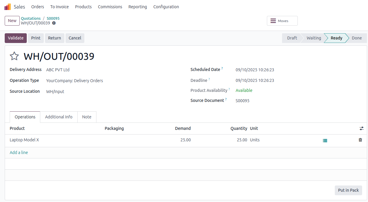 Odoo purchase to delivery