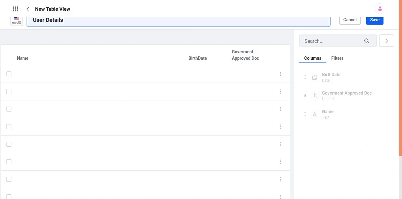 Create Table view in Liferay DXp 7.3