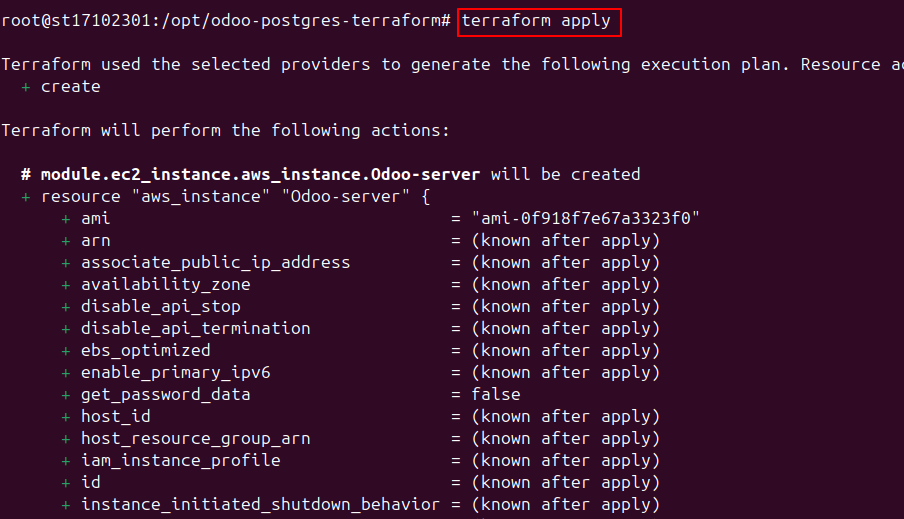 terraform apply code