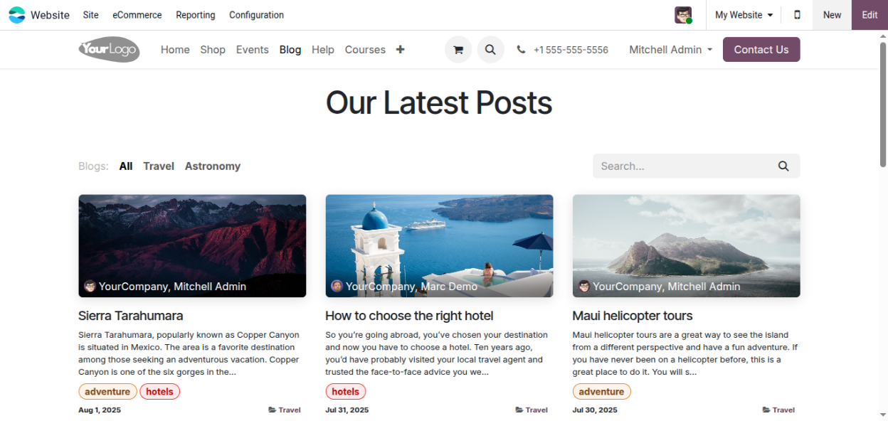 odoo blogs or newsletters page design