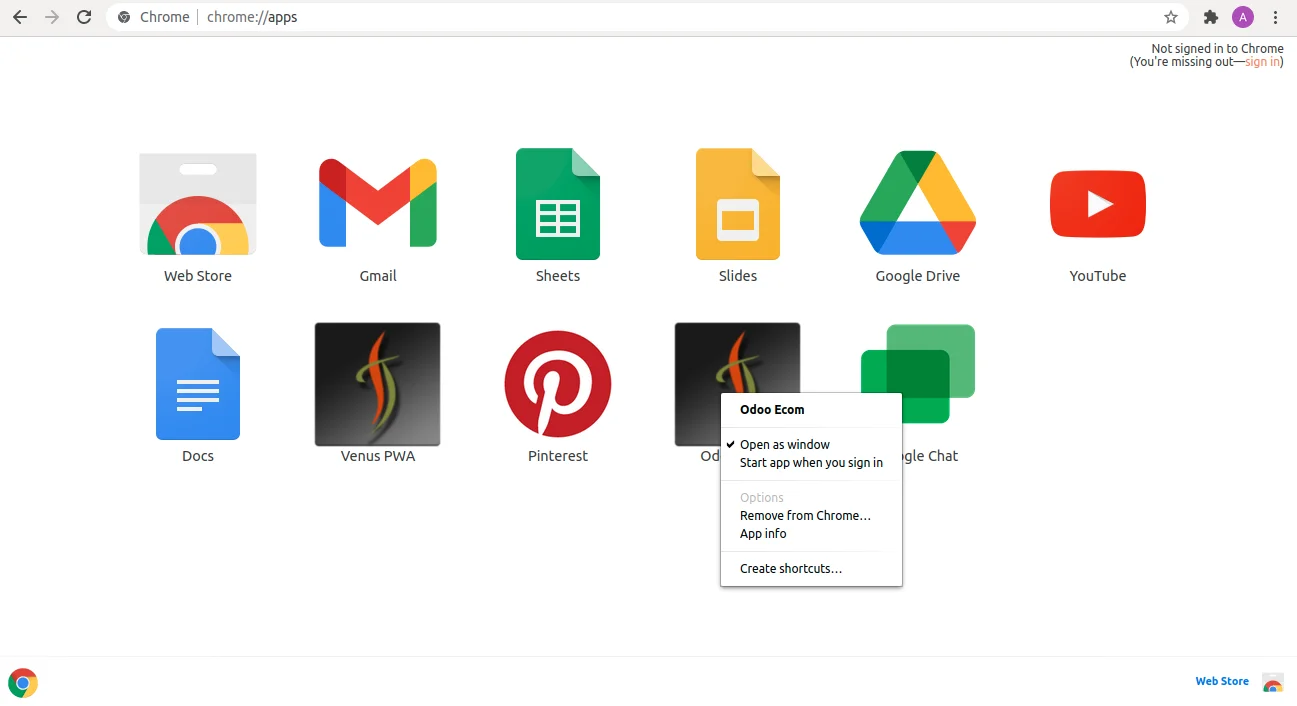 Right Click on App Icon and Select Remove from Chrome Option